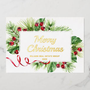 Merry Kerstmis Corporate Greeting Gold Folie Feestdagenkaart