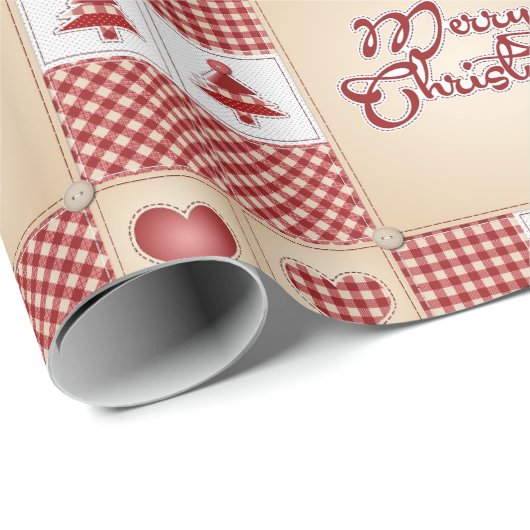 Merry Kerstmis Country Quilt Pattern Cadeaupapier (Rol Hoek)