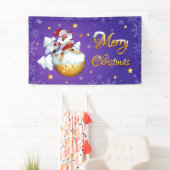 Merry Kerstmis Cute Funny Winter Skiing Santa Spandoek (Insitu)
