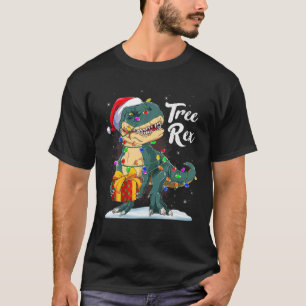 Merry Kerstmis Dinosaur Tree Rex Pajamas Xmas Lig T-shirt