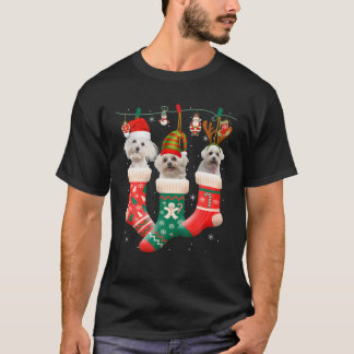 Merry Kerstmis Dog Paws Lights Buffalo Play T-shirt