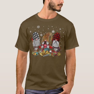 Merry Kerstmis drie gnomen naaimachine luipaar T-shirt