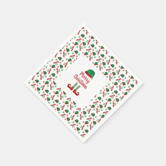 Merry Kerstmis Elf Outfit Pattern Red Green Servet (Hoek)