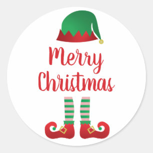 Merry Kerstmis Elf Outfit Red Green Ronde Sticker