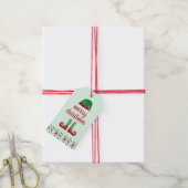 Merry Kerstmis Elf Pet Pattern Red Green Cadeaulabel (Met Touw)