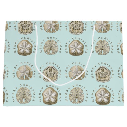 Merry Kerstmis en Dollar Turquoise Pattern Groot Cadeauzakje (Voorkant)