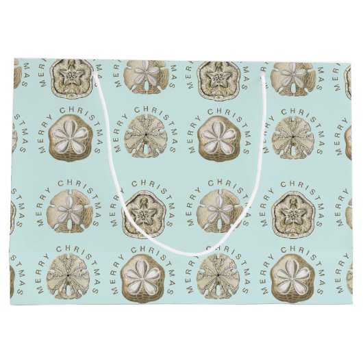 Merry Kerstmis en Dollar Turquoise Pattern Groot Cadeauzakje (Achterkant)