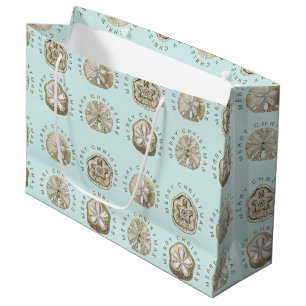 Merry Kerstmis en Dollar Turquoise Pattern Groot Cadeauzakje
