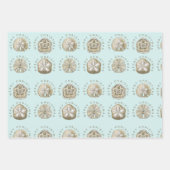 Merry Kerstmis en Dollar Turquoise Pattern Inpakpapier Vel (Voorkant)