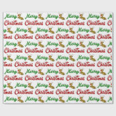 Merry Kerstmis Flying Reindeer Red script Cadeaupapier (Vlak)