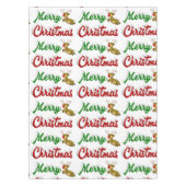 Merry Kerstmis Flying Reindeer Red script Tafelkleed (Voorkant)