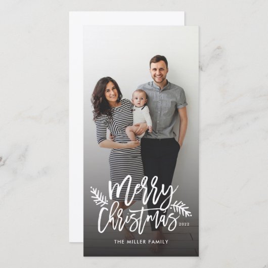Merry Kerstmis Foto Lettered Holiday Feestdagenkaart (Voorkant / Achterkant)