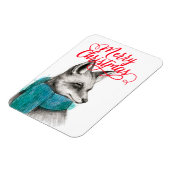 Merry Kerstmis Fox Drawing Magneet (Linkerzijde)
