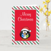 Merry Kerstmis Funny Penguin-kerstkaart Kaart (Gele Bloem)