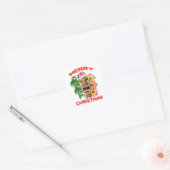 Merry Kerstmis Funny Santa Tiki Vierkante Sticker (Envelop)
