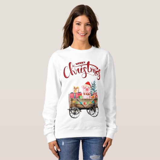 Merry Kerstmis Gietshirt Trui (Voorkant volledig)