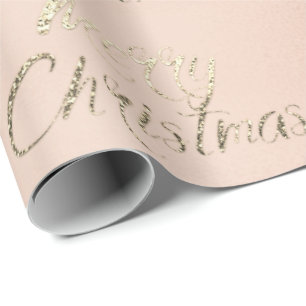 Merry Kerstmis, Gold Glitter Pink Blush Cadeaupapier