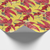 Merry Kerstmis Gold Glitter Script Floral Yellow Cadeaupapier (Hoek)