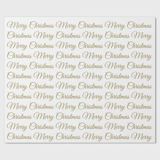 Merry Kerstmis Gold Script Cursive White Simple Cadeaupapier (Vlak)
