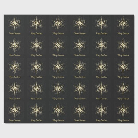 Merry Kerstmis Gold Snowflake Cadeaupapier (Vlak)