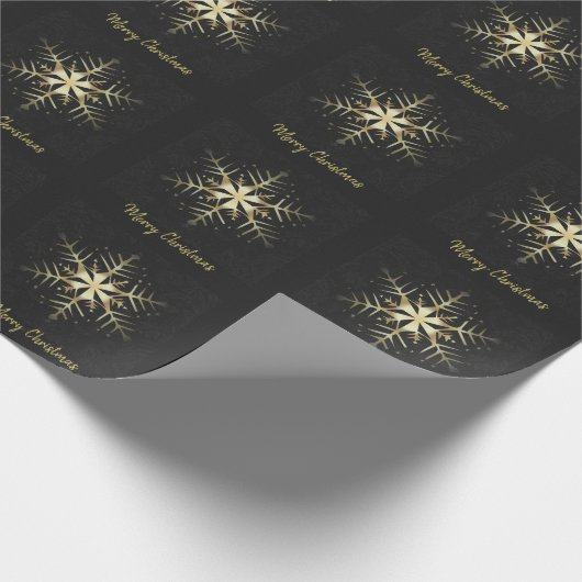 Merry Kerstmis Gold Snowflake Cadeaupapier (Hoek)