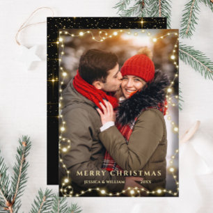 Merry Kerstmis Gold Sparkle Script PHOTO Greep Feestdagenkaart