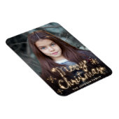 Merry Kerstmis Gold Sparkle Script PHOTO Greep Magneet (Rechterzijde)