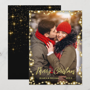 Merry Kerstmis Golden Sparkle PHOTO Greeting Feestdagenkaart