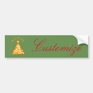 Merry Kerstmis Golden Tree Thunder_Cove Bumpersticker