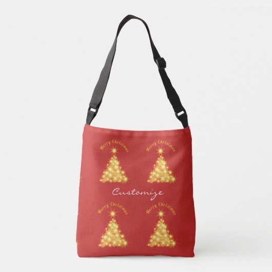 Merry Kerstmis Golden Tree Thunder_Cove Crossbody Tas (Achterkant)