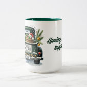 Merry Kerstmis Green Truck Tweekleurige Koffiemok (Center)