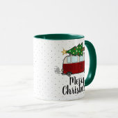 Merry Kerstmis Hauling Tree Mok (Voorkant rechts)