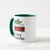 Merry Kerstmis Hauling Tree Mok (Voorkant links)