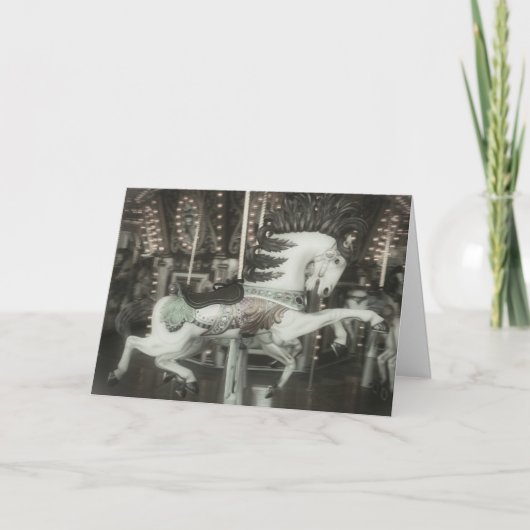 Merry Kerstmis  Horse Carousel Feestdagen Kaart (Voorkant)