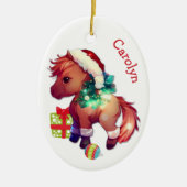 Merry Kerstmis Kinder keramische Pony Keramisch Ornament (Voorkant)