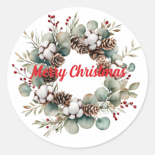 Merry Kerstmis Klassic Round Sticker (Voorkant)