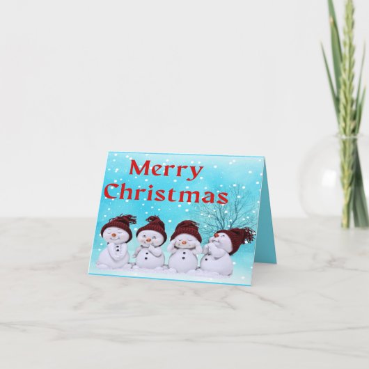 Merry Kerstmis Kleine Snowmen Feestdagen Kaart (Voorkant)
