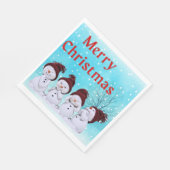 Merry Kerstmis Kleine Snowmen Servet (Hoek)