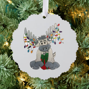 Merry Kerstmis Maine Moose Holiday Lights Ornament Kaart