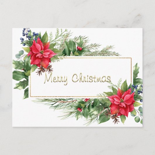 Merry Kerstmis met een rode wintergroet Feestdagenkaart (Voorkant)