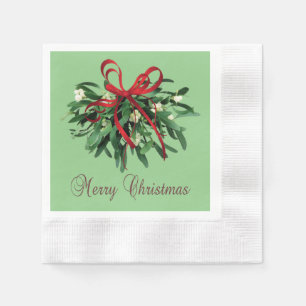 Merry Kerstmis Mistletoe Paper Coined Napkins Servet