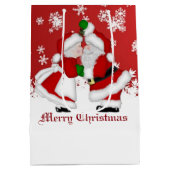 Merry Kerstmis Mistletoe Santa Gift Bag Medium Cadeauzakje (Achterkant)