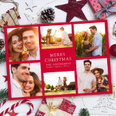 Merry Kerstmis Modern 6 Foto Collage Feestdagenkaart