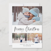 Merry Kerstmis Modern Brush Script Collage Feestdagenkaart (Voorkant)