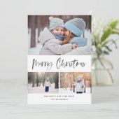 Merry Kerstmis Modern Brush Script Collage Feestdagenkaart (Staand voorkant)