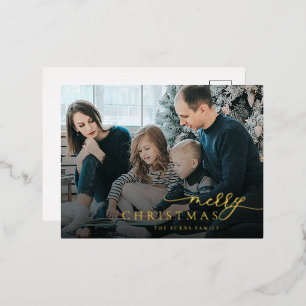 Merry Kerstmis Modern Foto Script Elegant Folie Feestdagen Briefkaart