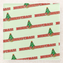 Merry Kerstmis Modern Gift Glazen Onderzetter