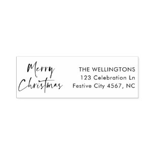 Merry Kerstmis Modern het Adres van de Familienaam Zelfinktende Stempel