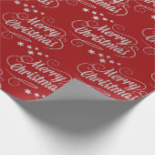 Merry Kerstmis Modern Red Calligraphy Script Cadeaupapier (Hoek)