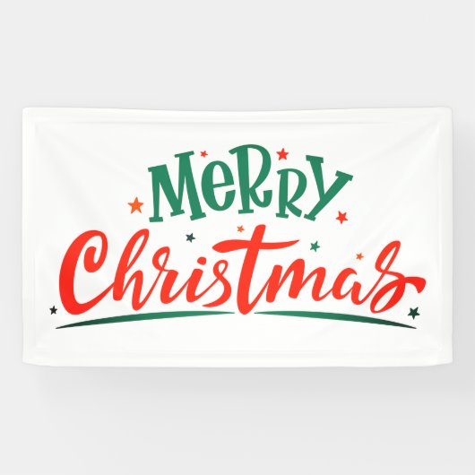 Merry Kerstmis Modern Red Green Script Spandoek (Horizontaal)